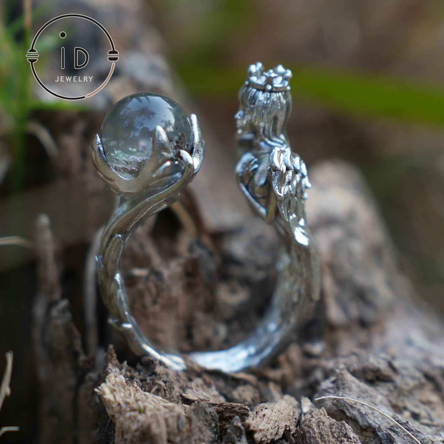Soul Guardian Crown Ring | Handcrafted Jewelry with phantom quartz | 925 Silver Fantasy Ring