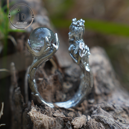 Soul Guardian Crown Ring | Handcrafted Jewelry with phantom quartz | 925 Silver Fantasy Ring
