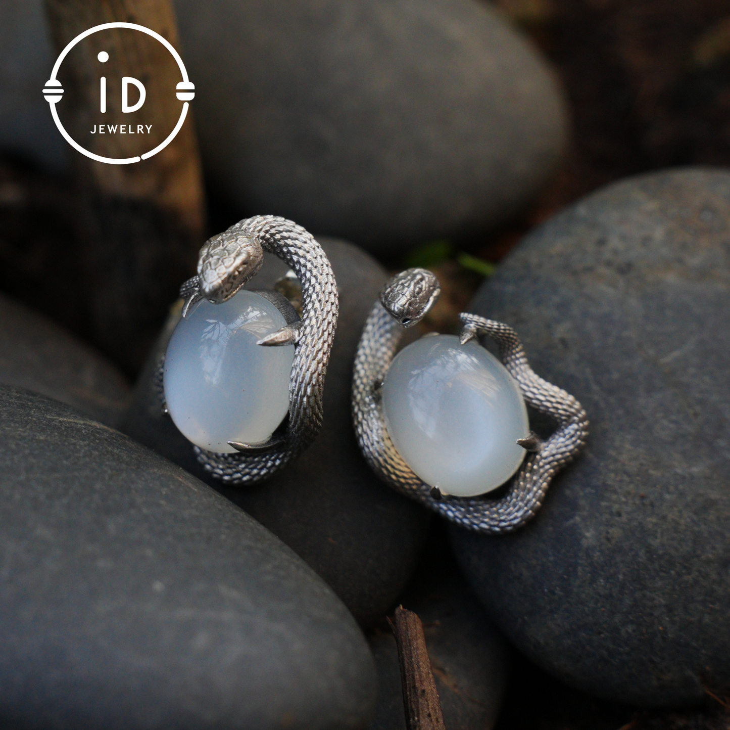 Handcrafted Gothic Stud Earrings with Snake Motif as Talisman for Transformation and Intuition, Ideal as Gift or Everyday Jewelry