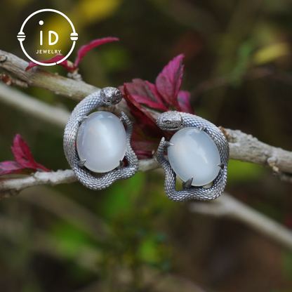 Handcrafted Gothic Stud Earrings with Snake Motif as Talisman for Transformation and Intuition, Ideal as Gift or Everyday Jewelry