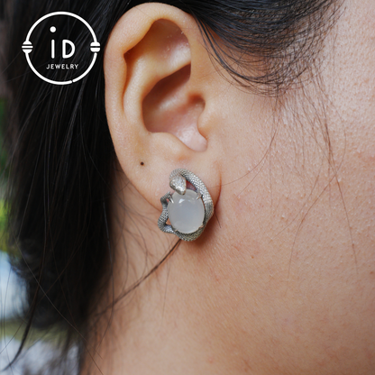 Handcrafted Gothic Stud Earrings with Snake Motif as Talisman for Transformation and Intuition, Ideal as Gift or Everyday Jewelry