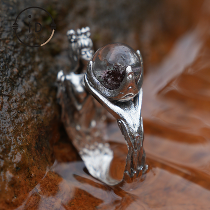 Soul Guardian Crown Ring | Handcrafted Jewelry with phantom quartz | 925 Silver Fantasy Ring