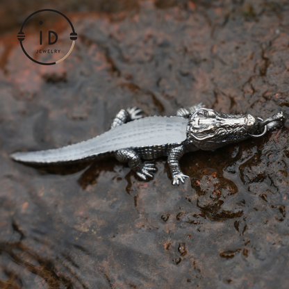 Handmade Crocodile Pendant | AnimalTheme Jewelry Gift | Wildlife Style Brooch | Handmade 925 Silver Jewelry