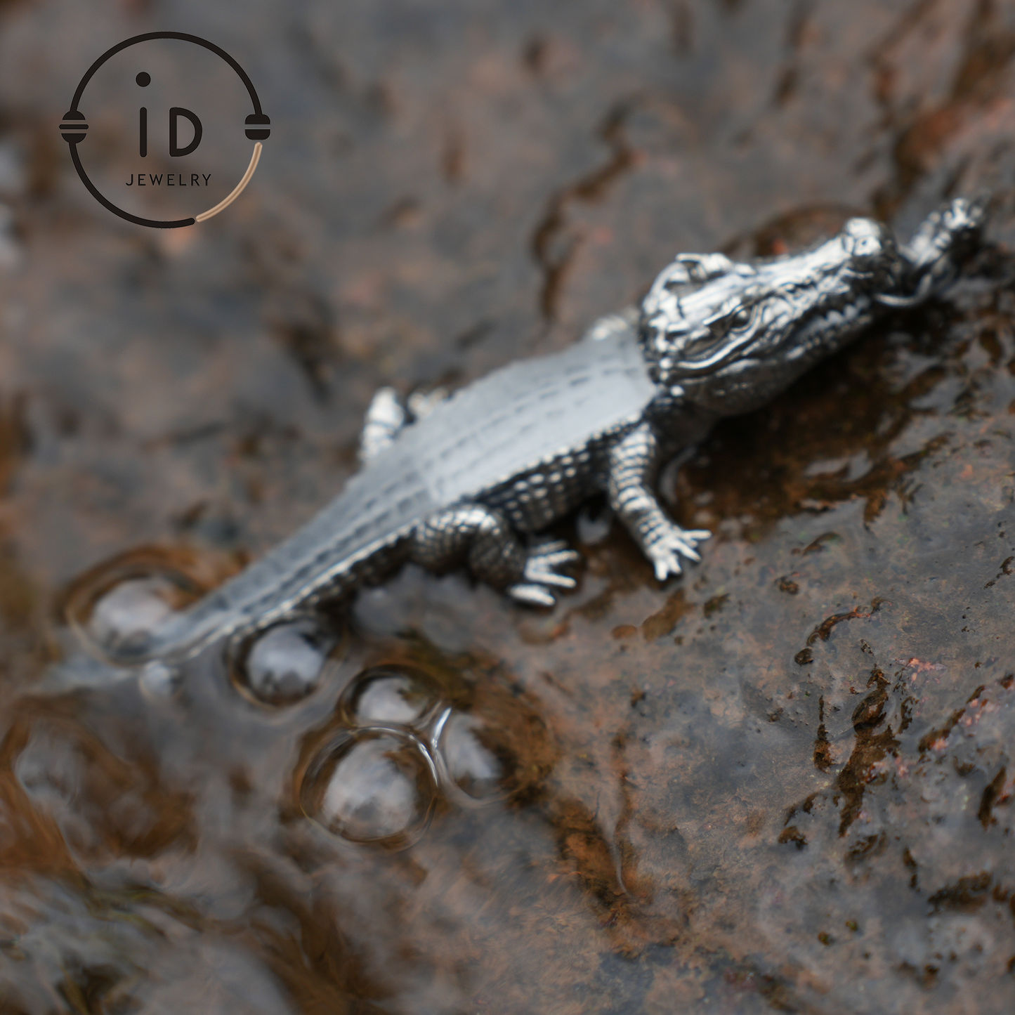 Handmade Crocodile Pendant | AnimalTheme Jewelry Gift | Wildlife Style Brooch | Handmade 925 Silver Jewelry