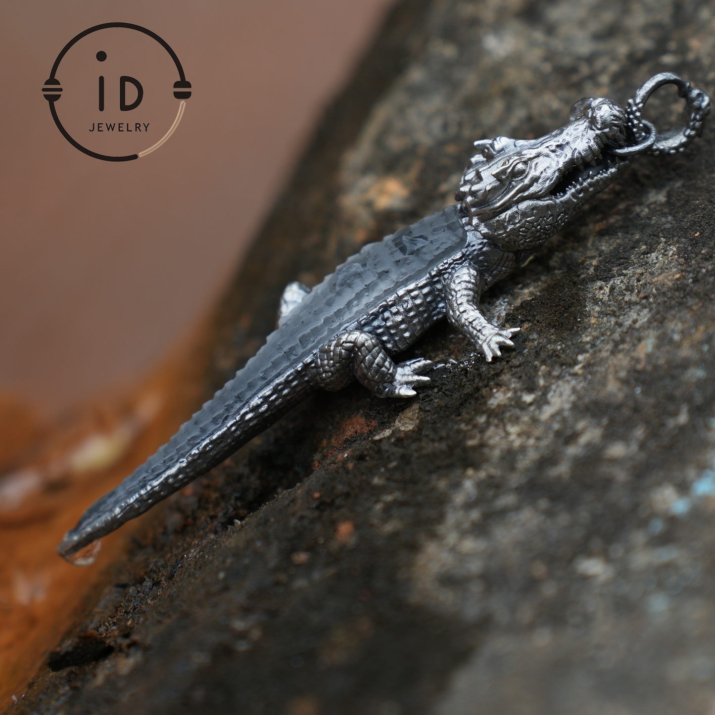 Handmade Crocodile Pendant | AnimalTheme Jewelry Gift | Wildlife Style Brooch | Handmade 925 Silver Jewelry