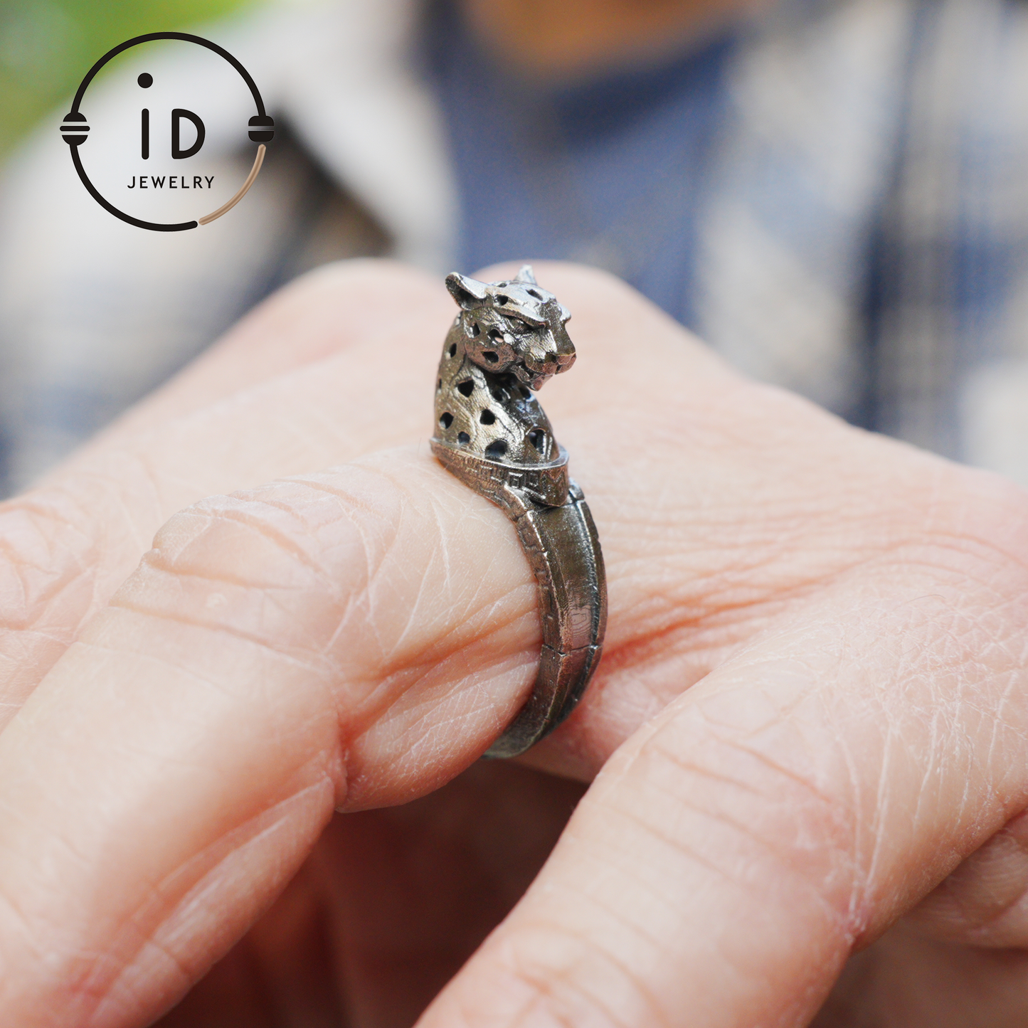 Adjustable Leopard Ring in Oxidized 925 Sterling Silver, Gothic Animal Head Statement Ring Gift for Her