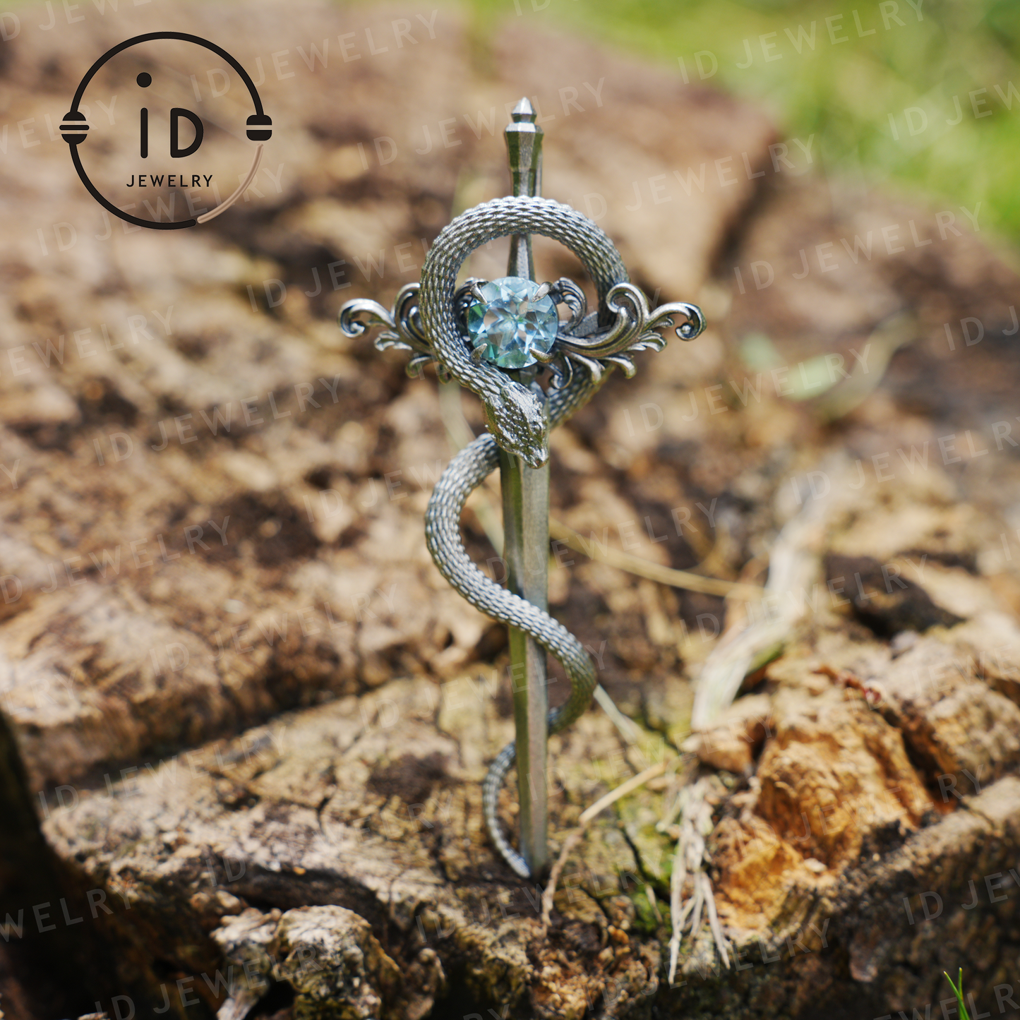925 Silver Sword Necklace | Natural Topaz Amulet Pendant | Gothic Unisex Jewelry | Mystical Sword Talisman | Fantasy Themed Gift