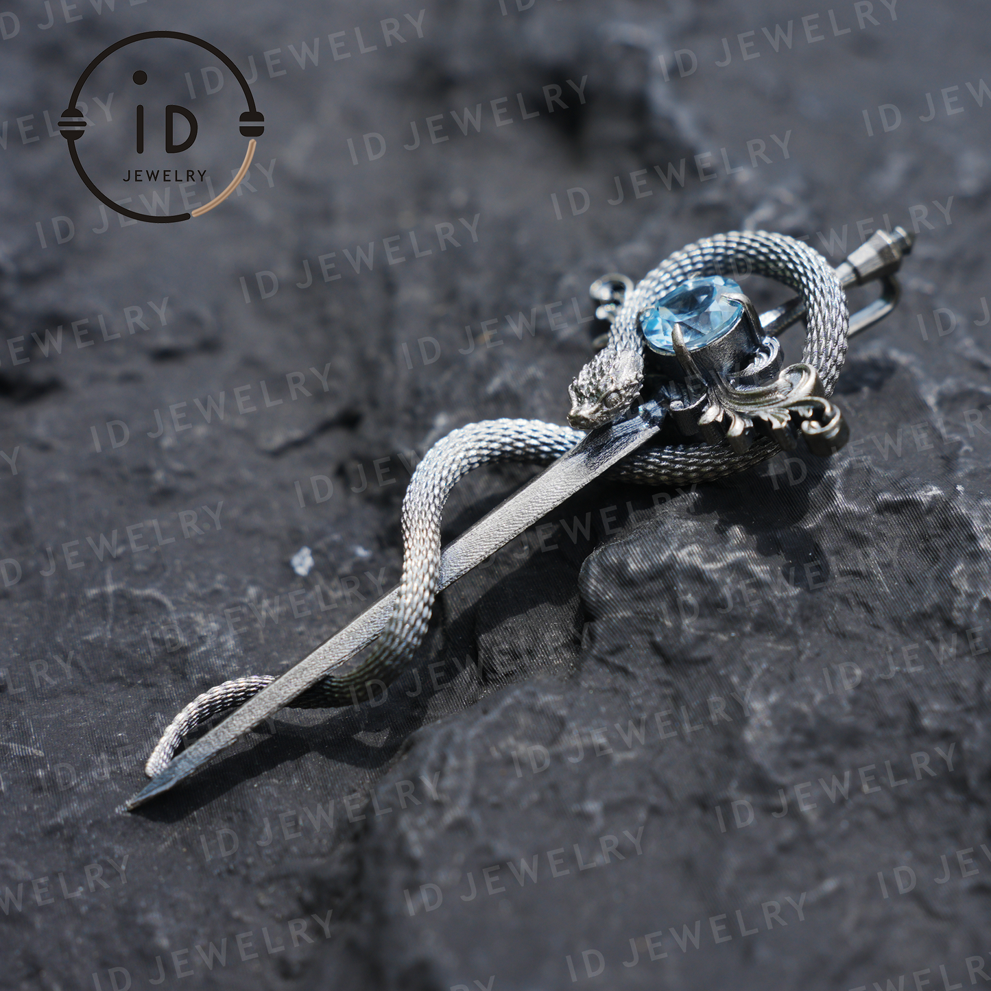 925 Silver Sword Necklace | Natural Topaz Amulet Pendant | Gothic Unisex Jewelry | Mystical Sword Talisman | Fantasy Themed Gift