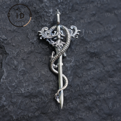 925 Silver Dragon Pendant Necklace｜Medieval Fantasy Jewelry｜Gothic Dragon Style｜Spiritual Power Symbol