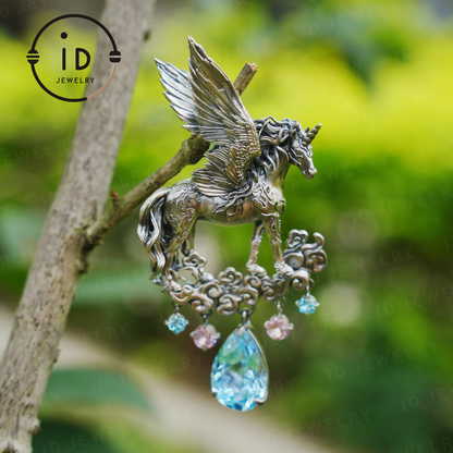 Hand-Carved Pegasus Unicorn Necklace | Symbol of Freedom, Purity & Blessing | Spiritual Gift for Magic Zodiac Believers