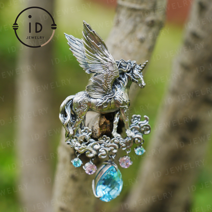 Hand-Carved Pegasus Unicorn Necklace | Symbol of Freedom, Purity & Blessing | Spiritual Gift for Magic Zodiac Believers