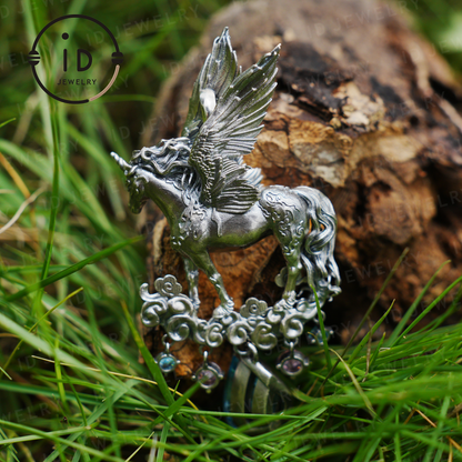 Hand-Carved Pegasus Unicorn Necklace | Symbol of Freedom, Purity & Blessing | Spiritual Gift for Magic Zodiac Believers