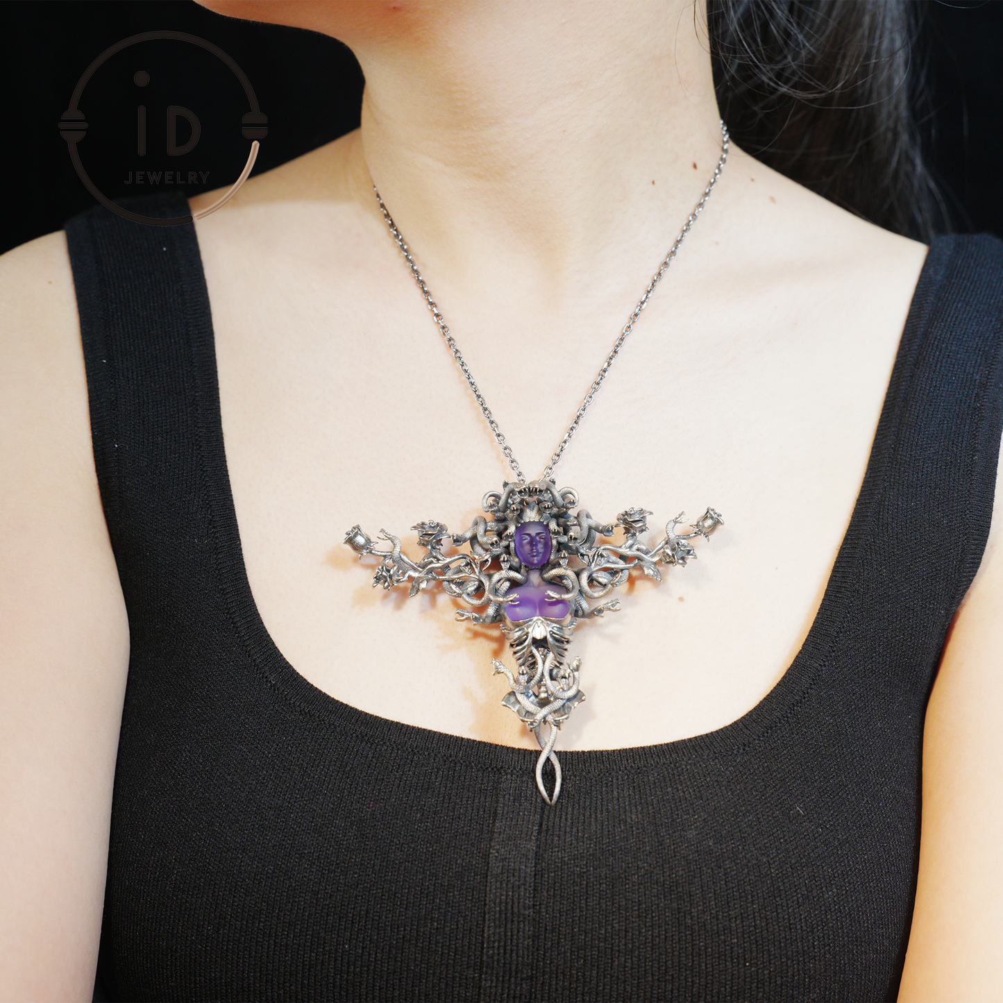 2-in-1 Medusa Pendant Brooch｜Handcrafted Gothic Jewelry with Amethyst｜Symbol of Feminine Awakening & Protection｜Myth-Inspired Gift for Her