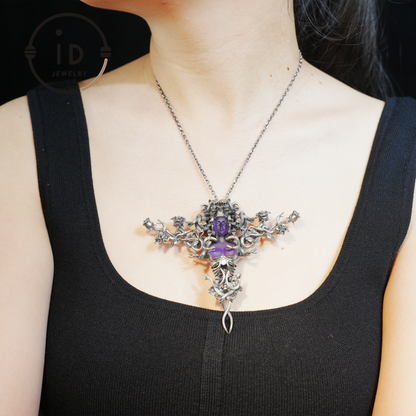 2-in-1 Medusa Pendant Brooch｜Handcrafted Gothic Jewelry with Amethyst｜Symbol of Feminine Awakening & Protection｜Myth-Inspired Gift for Her