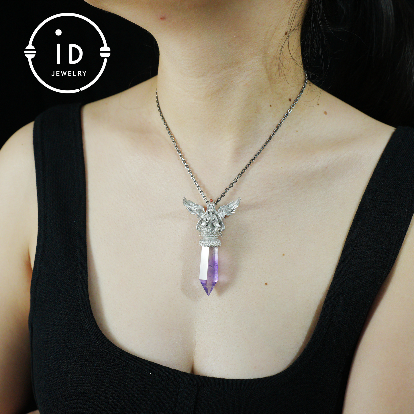 Oriental Spiritual Amethyst Pendant Necklace｜Handmade 925 Silver Jewelry｜Meditation Energy Amulet Gift for Soul Friends