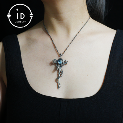 925 Silver Dragon Pendant Necklace｜Medieval Fantasy Jewelry｜Gothic Dragon Style｜Spiritual Power Symbol