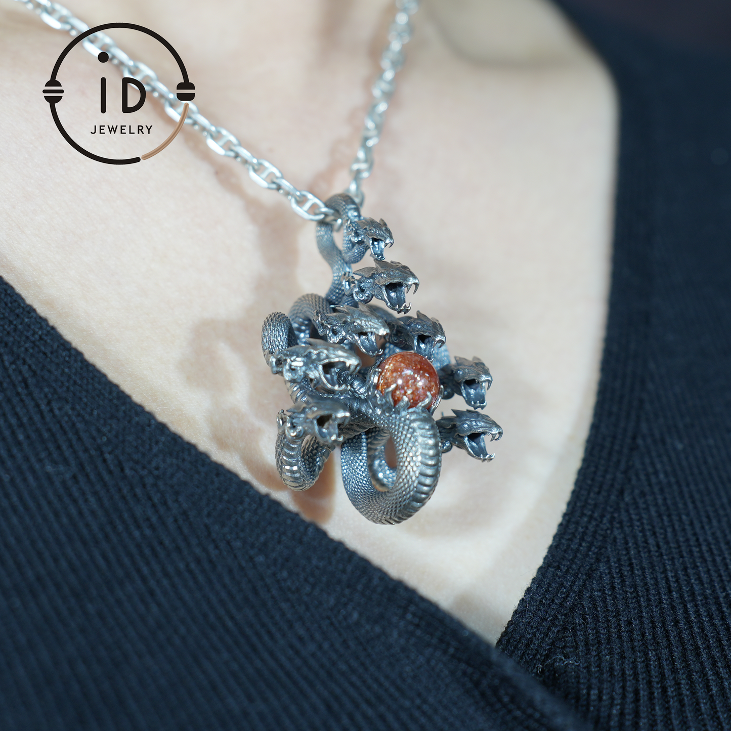 Eight-Headed Serpent Pendant - S925 Silver - Handmade Creative Design Inspired by Yamata no Orochi (Japanese Mythology)