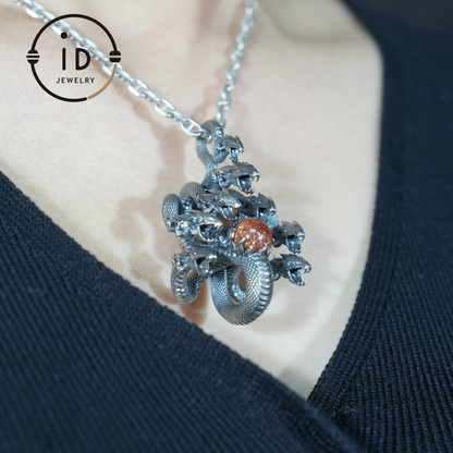 Eight-Headed Serpent Pendant - S925 Silver - Handmade Creative Design Inspired by Yamata no Orochi (Japanese Mythology)