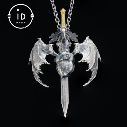 925 Silver Guardian Heartblade Necklace, Handmade 925 Silver Necklace, Garnet Symbolizing Vitality, Silver Jewelry Gift