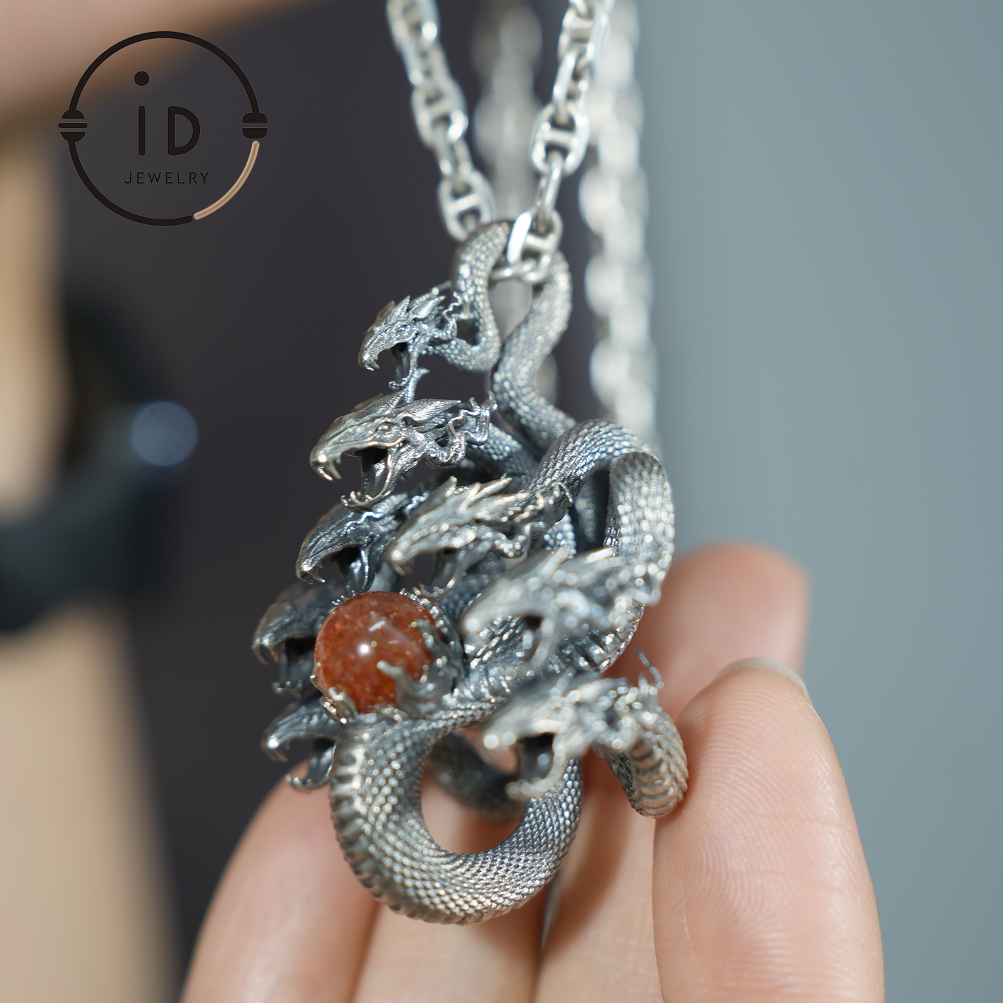Eight-Headed Serpent Pendant - S925 Silver - Handmade Creative Design Inspired by Yamata no Orochi (Japanese Mythology)