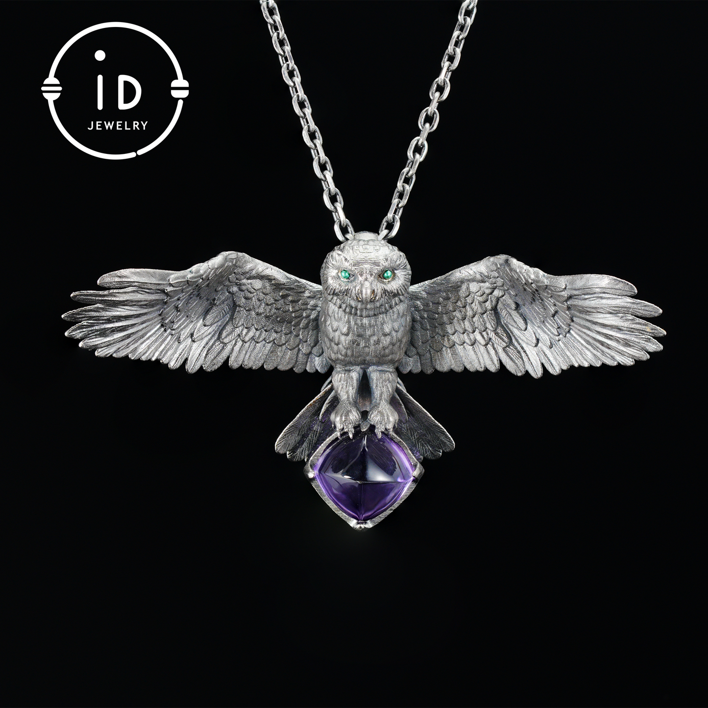 Spread-Wing Owl Necklace｜Animal Totem Amulet｜925 Sterling Silver, Hand-Carved｜Winged Design｜Nature-Themed Necklace