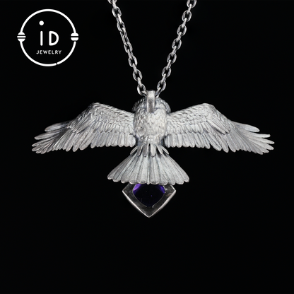 Spread-Wing Owl Necklace｜Animal Totem Amulet｜925 Sterling Silver, Hand-Carved｜Winged Design｜Nature-Themed Necklace