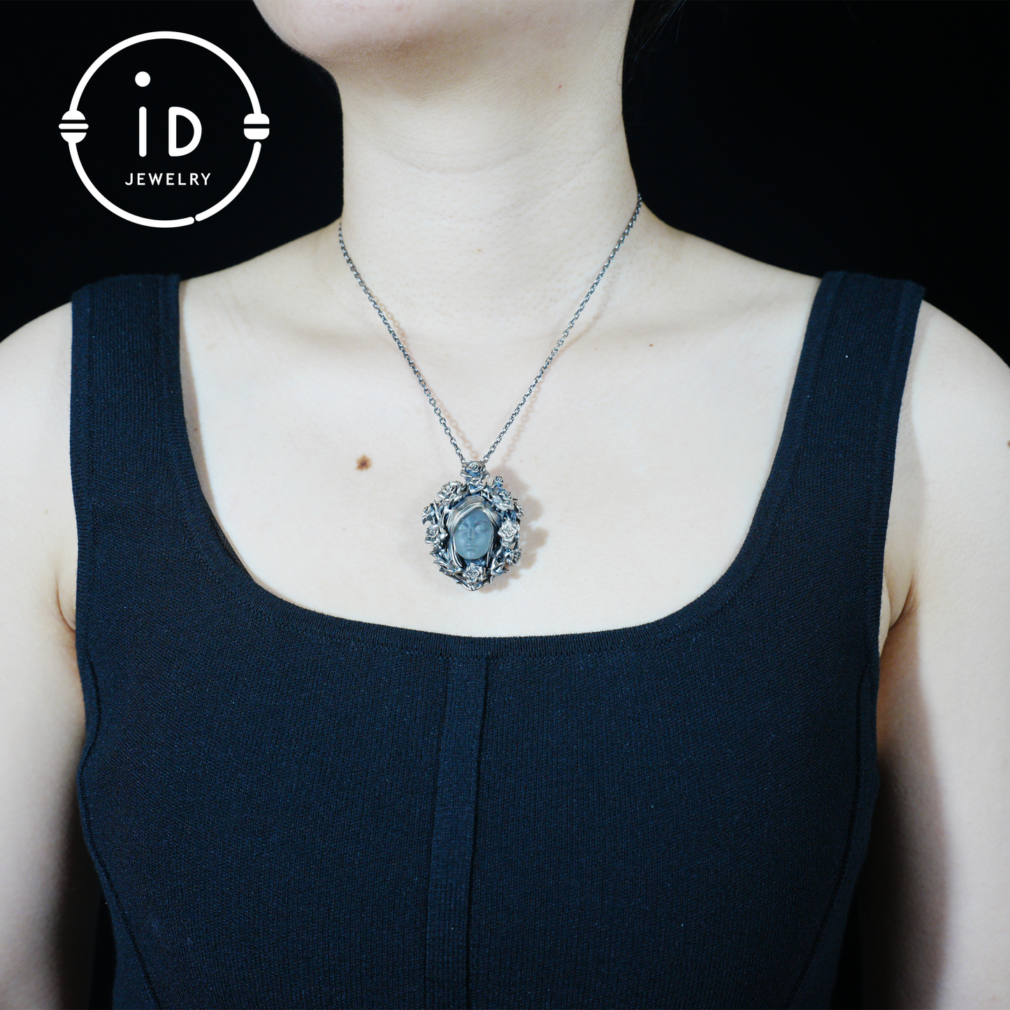 Hand-Carved Rose Wreath Pendant Gift | 925 Sterling Silver Cameo Necklace | Rose Crown & Thorn Frame | Victorian Vintage Style | Handmade