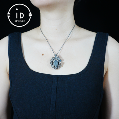 Hand-Carved Rose Wreath Pendant Gift | 925 Sterling Silver Cameo Necklace | Rose Crown & Thorn Frame | Victorian Vintage Style | Handmade