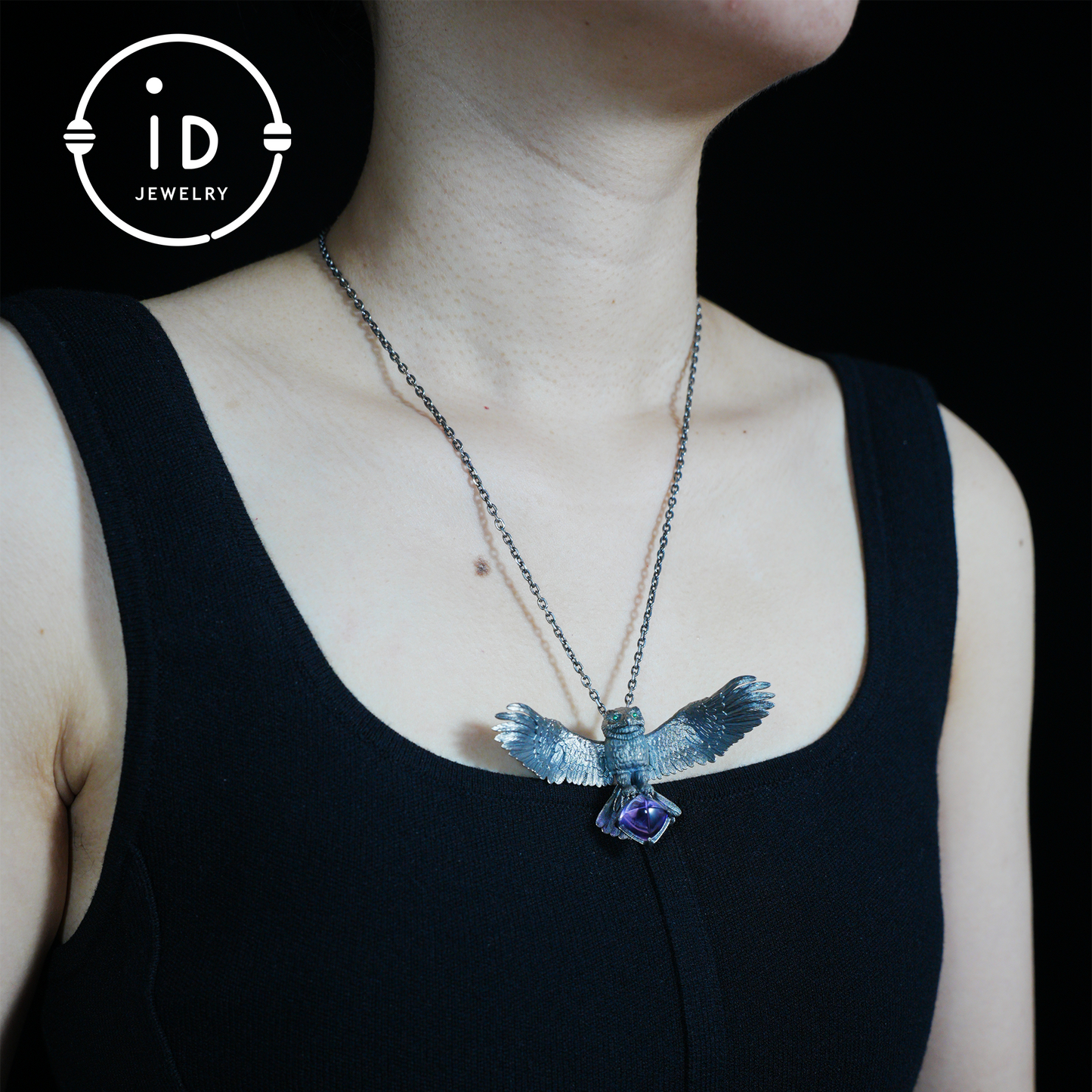 Spread-Wing Owl Necklace｜Animal Totem Amulet｜925 Sterling Silver, Hand-Carved｜Winged Design｜Nature-Themed Necklace
