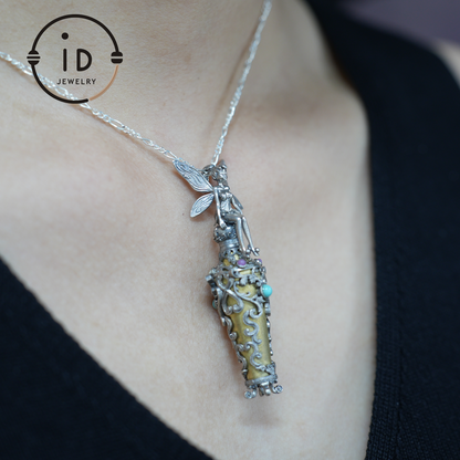 Forest & Fairy Dream Bottle Pendant · Handmade Magic Vial Jewelry · Spiritual Nature Amulet Gift for Women and Fantasy Lovers