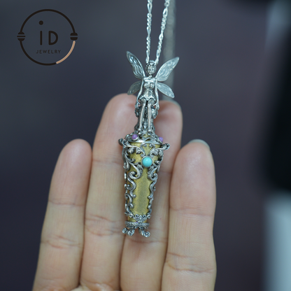 Forest & Fairy Dream Bottle Pendant · Handmade Magic Vial Jewelry · Spiritual Nature Amulet Gift for Women and Fantasy Lovers