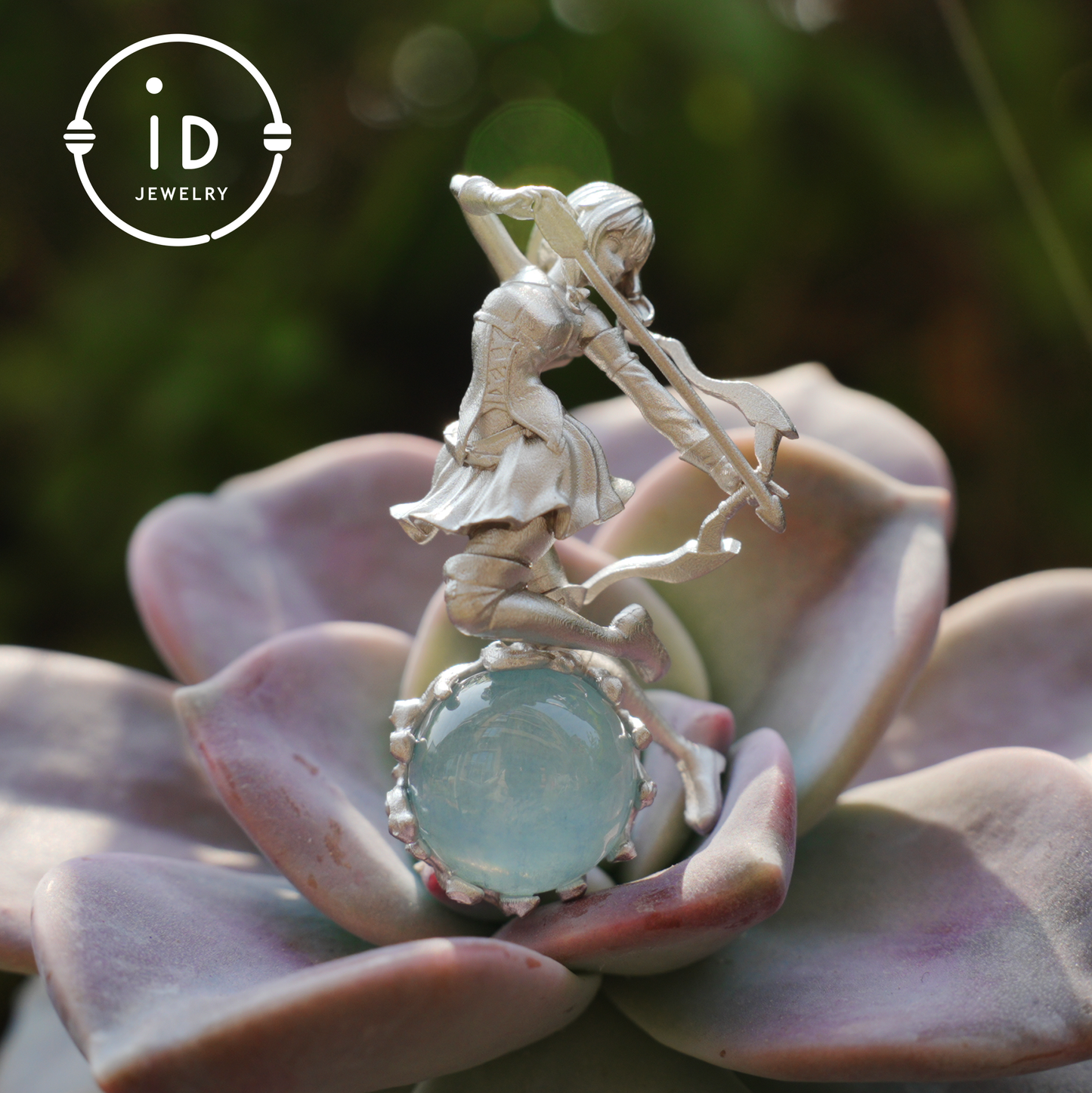 Sagittarius Archer Pendant Necklace in 925 Sterling Silver with Aquamarine – Handcrafted Zodiac Jewelry for Men or Woman