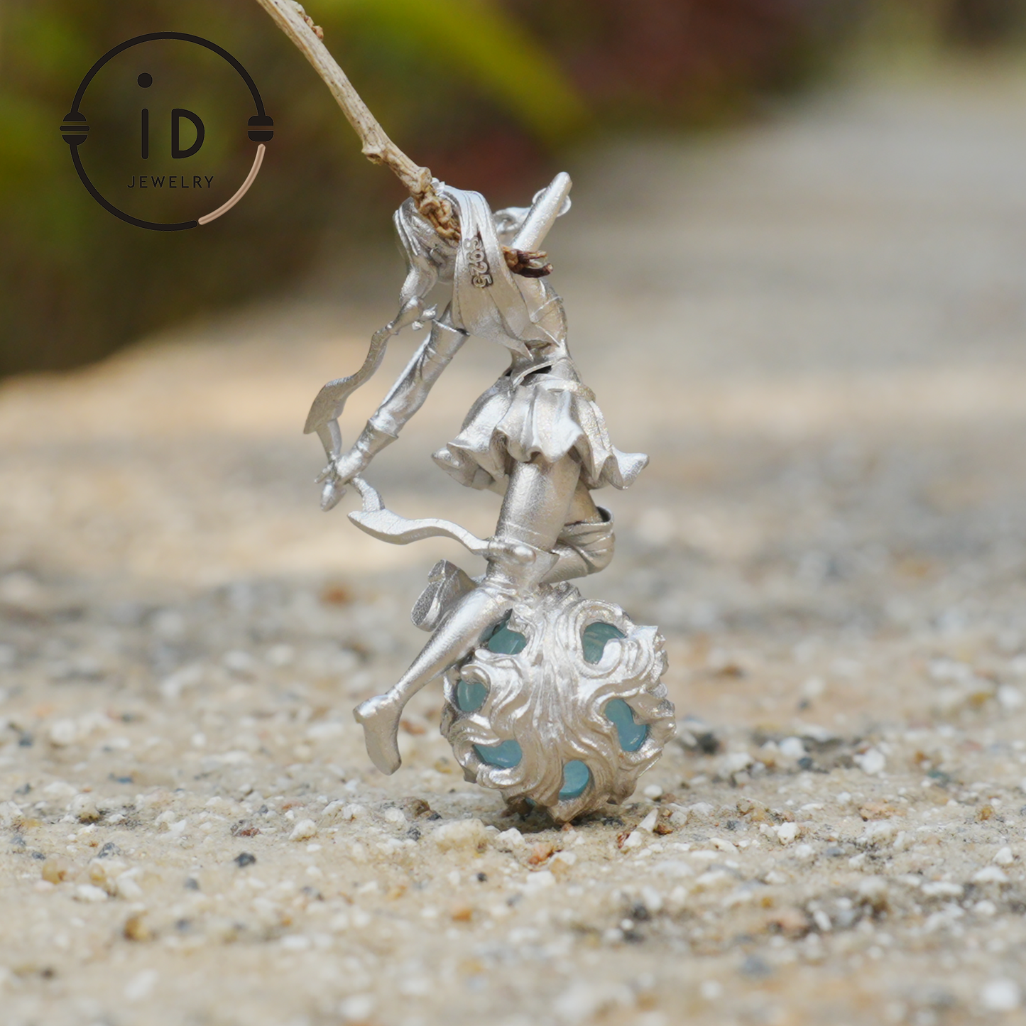 Sagittarius Archer Pendant Necklace in 925 Sterling Silver with Aquamarine – Handcrafted Zodiac Jewelry for Men or Woman
