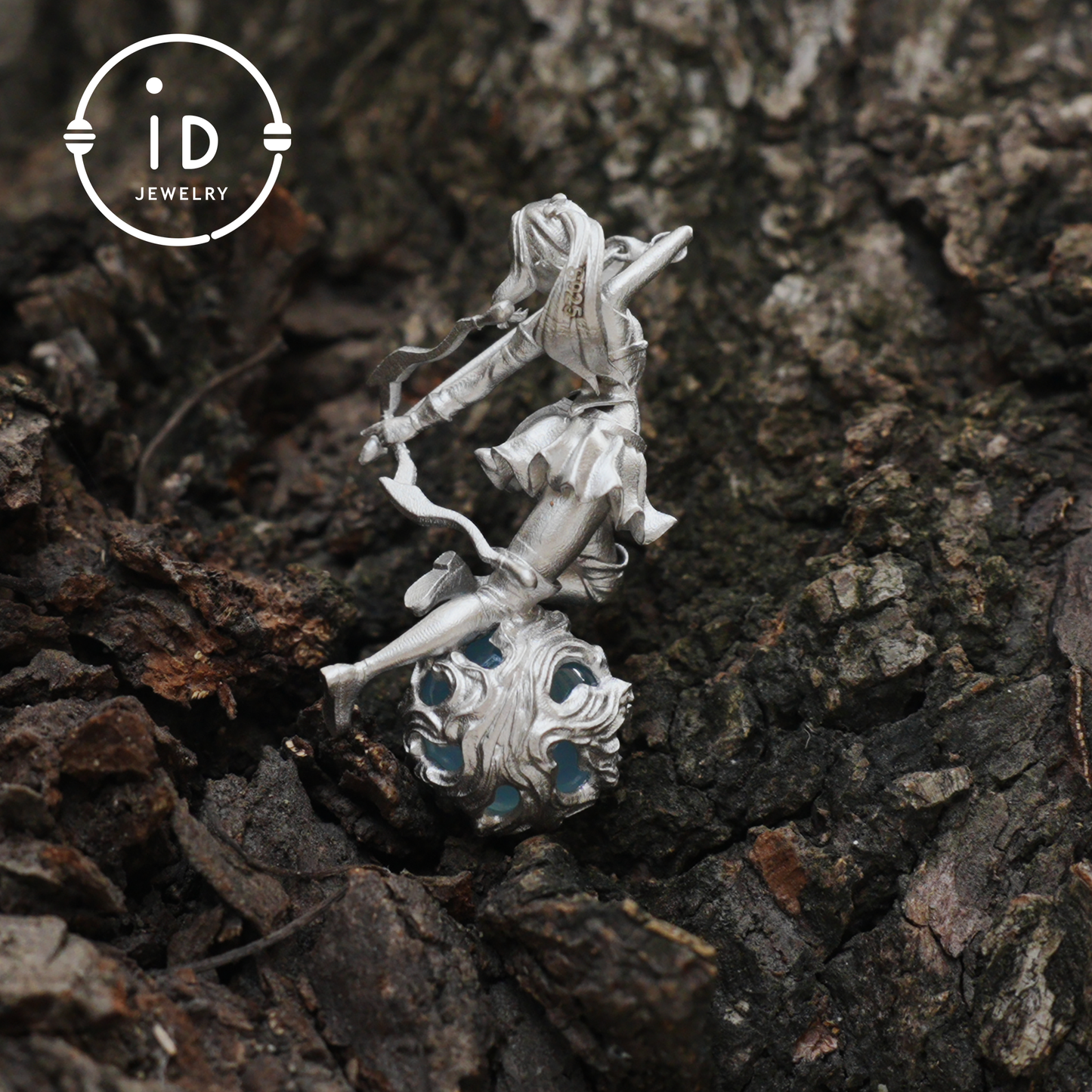 Sagittarius Archer Pendant Necklace in 925 Sterling Silver with Aquamarine – Handcrafted Zodiac Jewelry for Men or Woman