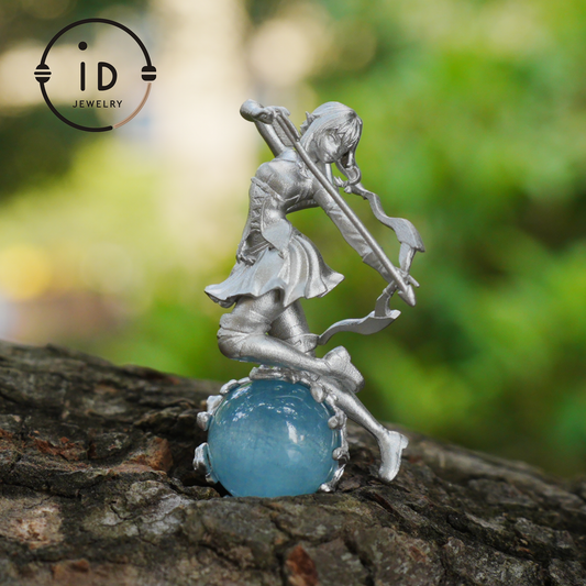 Sagittarius Archer Pendant Necklace in 925 Sterling Silver with Aquamarine – Handcrafted Zodiac Jewelry for Men or Woman
