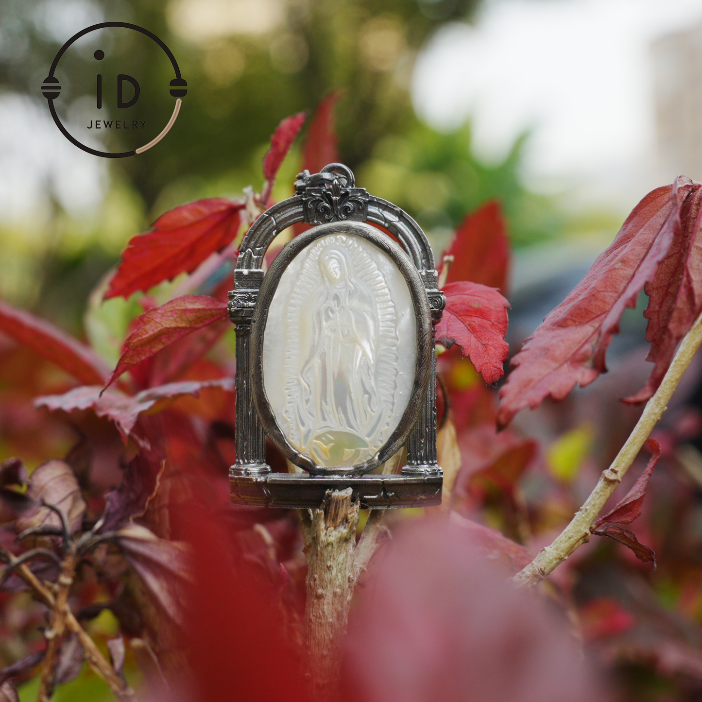 Hand Carved Shell Cameo Pendant in Oxidized 925 Silver, Vintage Style Relief Necklace with Female Figure, Spiritual Gift for Her