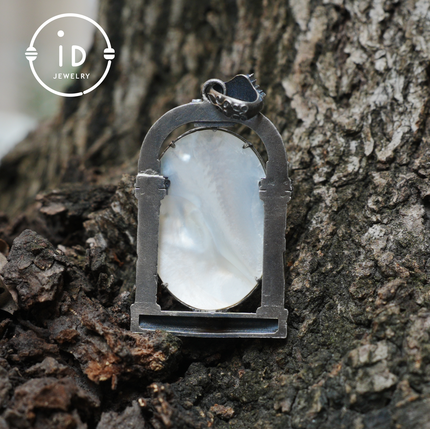Hand Carved Shell Cameo Pendant in Oxidized 925 Silver, Vintage Style Relief Necklace with Female Figure, Spiritual Gift for Her
