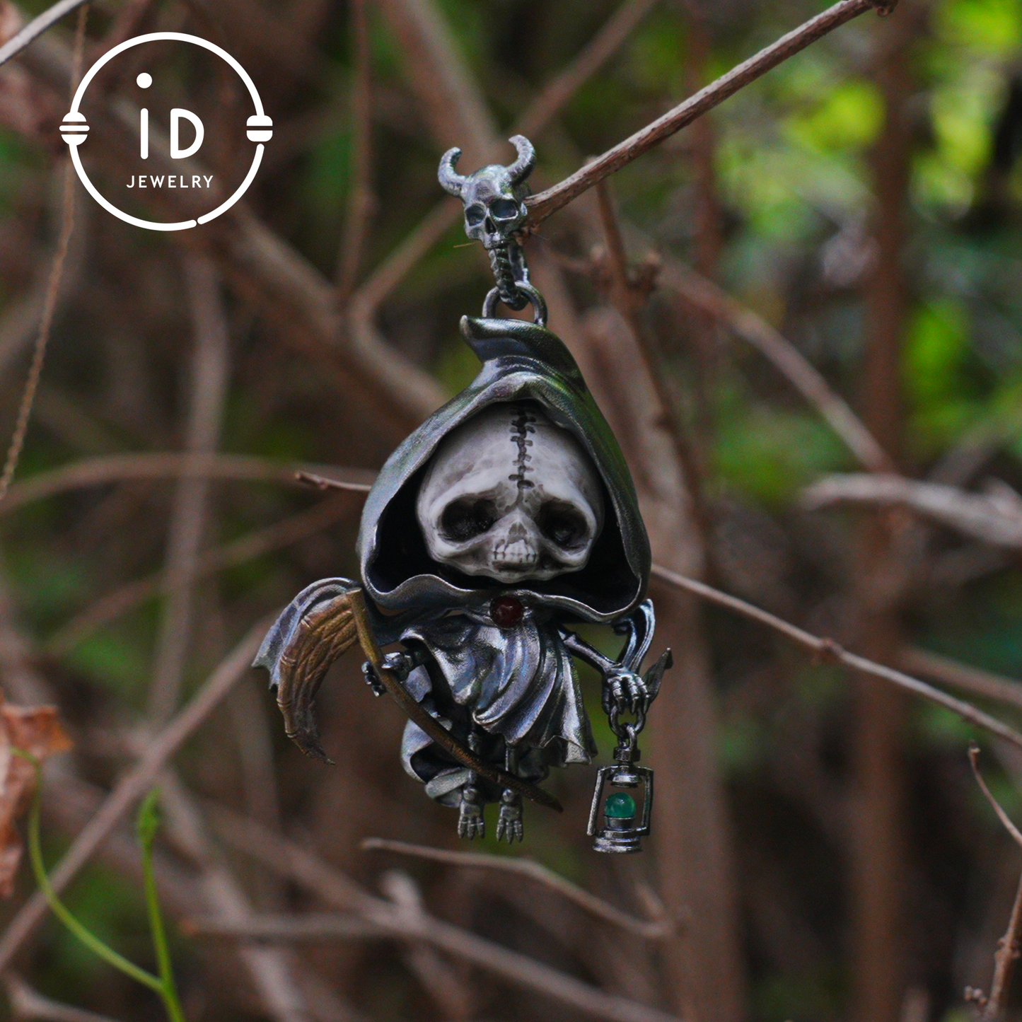 Handmade Grim Reaper Pendant | Gothic Skeleton Amulet | Silver Charm | Fantasy Art Jewelry