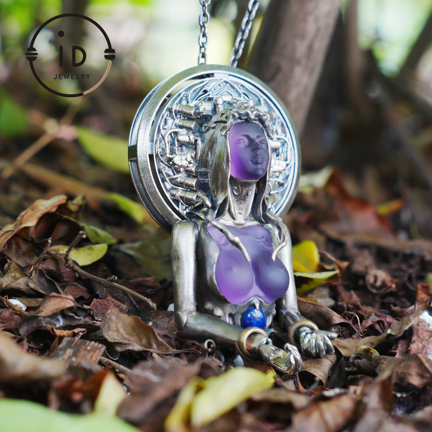 Handmade 925 Sterling Silver Cyber-Gothic Goddess Pendant Necklace | Dark Fantasy Talisman | Feminist Power Symbol | Unique Halloween Gift