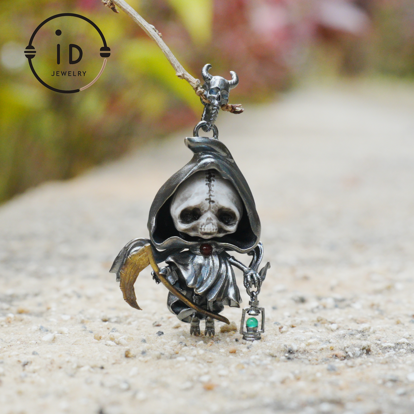 Handmade Grim Reaper Pendant | Gothic Skeleton Amulet | Silver Charm | Fantasy Art Jewelry