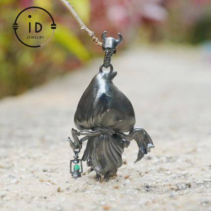 Handmade Grim Reaper Pendant | Gothic Skeleton Amulet | Silver Charm | Fantasy Art Jewelry