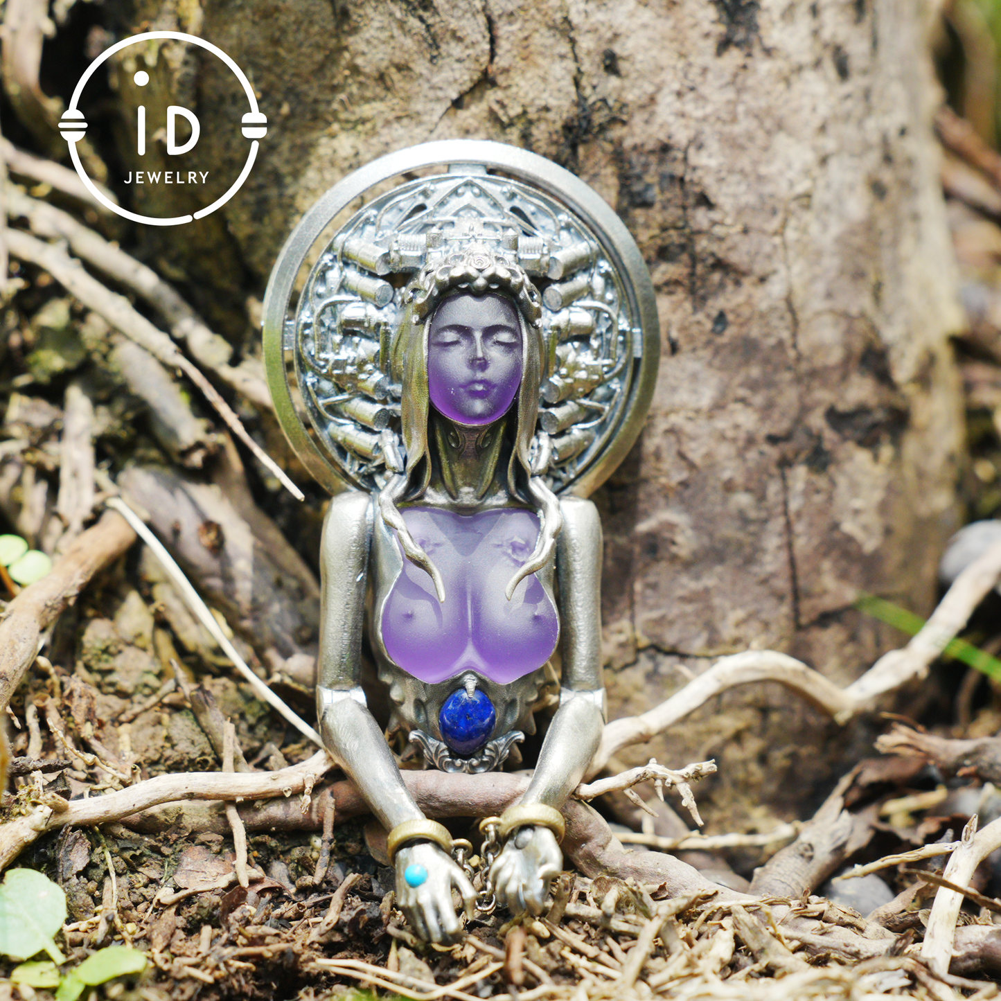 Handmade 925 Sterling Silver Cyber-Gothic Goddess Pendant Necklace | Dark Fantasy Talisman | Feminist Power Symbol | Unique Halloween Gift