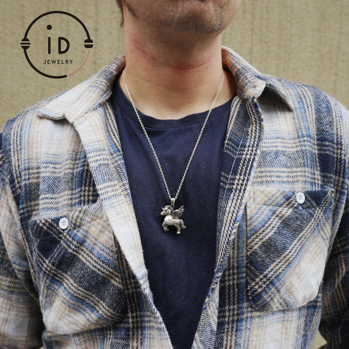 925 Silver Unicorn Pendant with Onyx Eyes, Pegasus Gothic Necklace Handmade Fantasy Jewelry, Gift for Women Birthday or Christmas