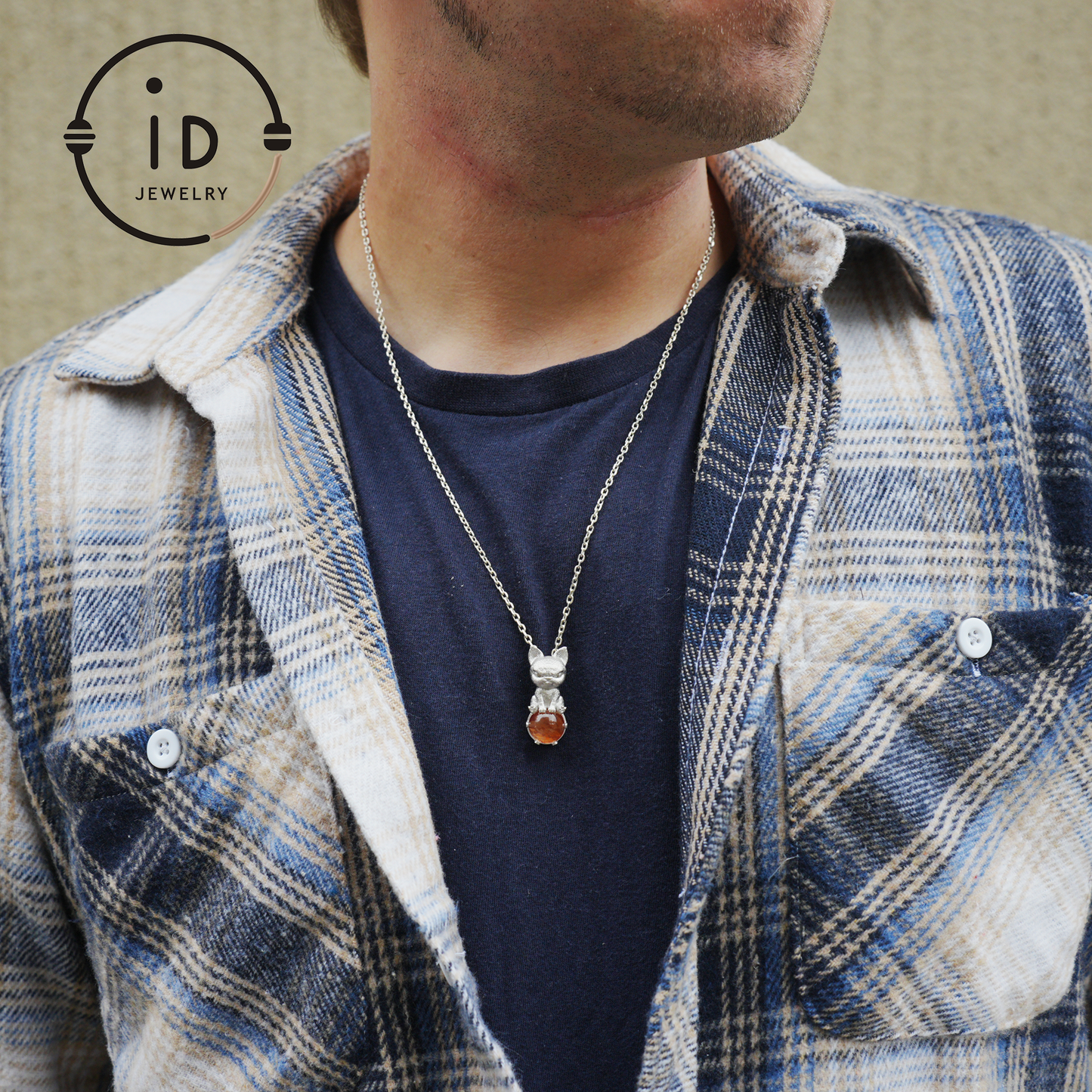 Silver Dog Pendant with Red Resin Stone, 925 Sterling Silver Necklace, Fairytale Animal Jewelry, Gift for Her Birthday