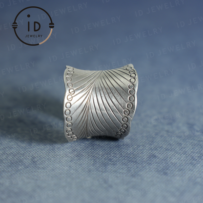 Handmade Vintage Silver Ring – Boho Wide Band Ring – Adjustable Ethnic Jewelry