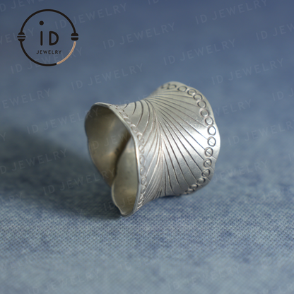 Handmade Vintage Silver Ring – Boho Wide Band Ring – Adjustable Ethnic Jewelry