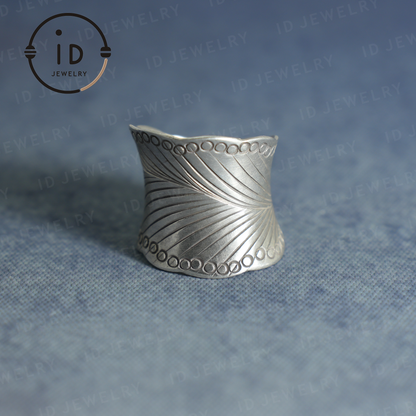 Handmade Vintage Silver Ring – Boho Wide Band Ring – Adjustable Ethnic Jewelry