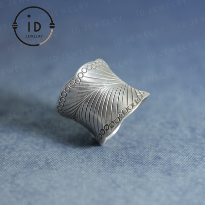 Handmade Vintage Silver Ring – Boho Wide Band Ring – Adjustable Ethnic Jewelry