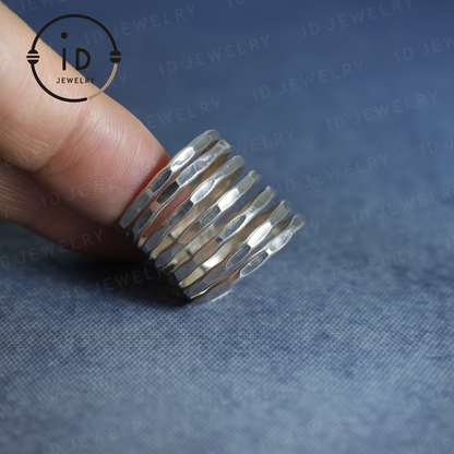 Handmade Silver Ring, Multilayer Boho Ring, Adjustable Minimalist Unisex Ring, Vintage Statement Jewelry