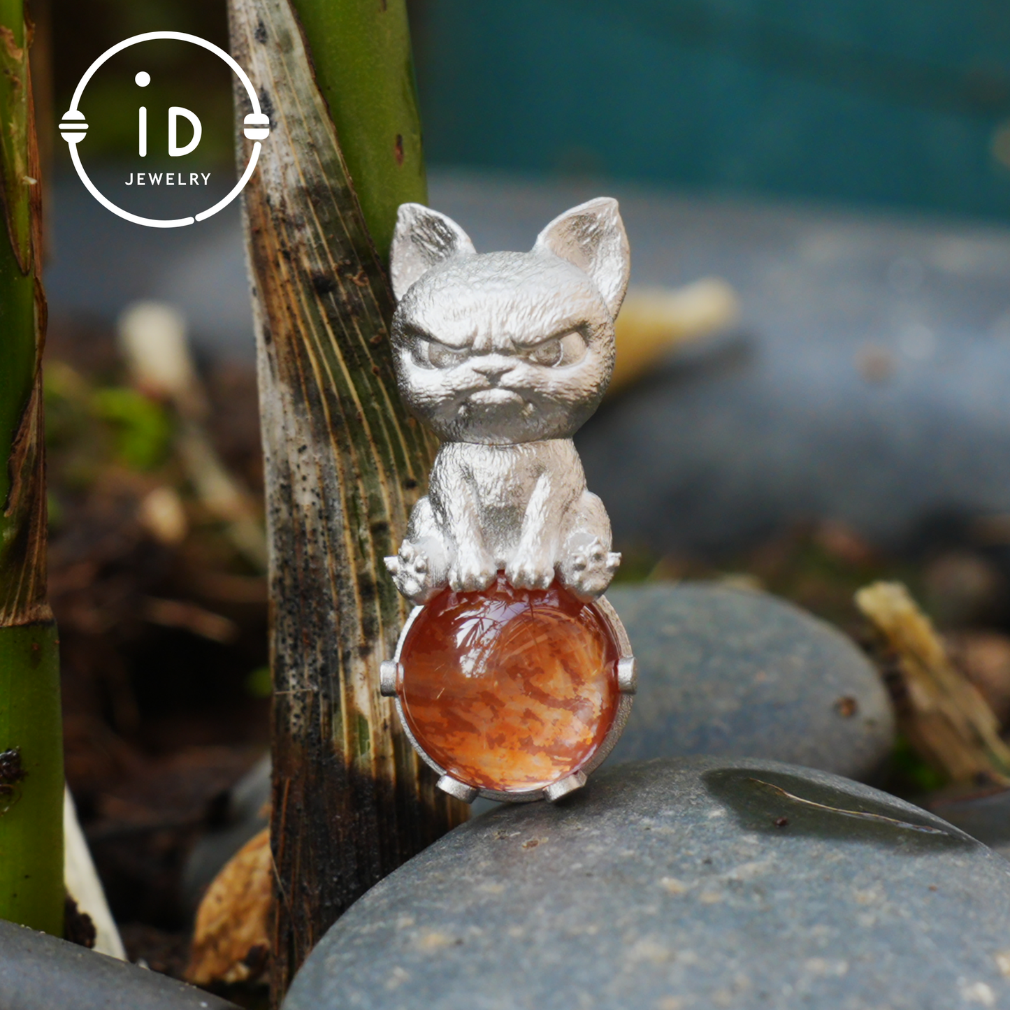 Silver Dog Pendant with Red Resin Stone, 925 Sterling Silver Necklace, Fairytale Animal Jewelry, Gift for Her Birthday